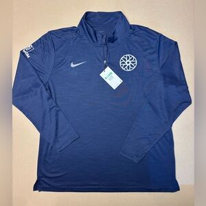 New NIKE Men’s S Park MGM, DRI-FIT Quarter 1/4 Zip Pullover Blue XL